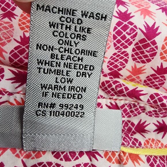 Catherines Shirt Top Womens Size 1X White Pink Pineapple Button Front 3/4 Sleeve - Picture 11 of 11